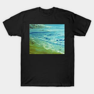 Green Hills Beach 1, from my original acrylic painting on canvas, by Geoff Hargraves T-Shirt